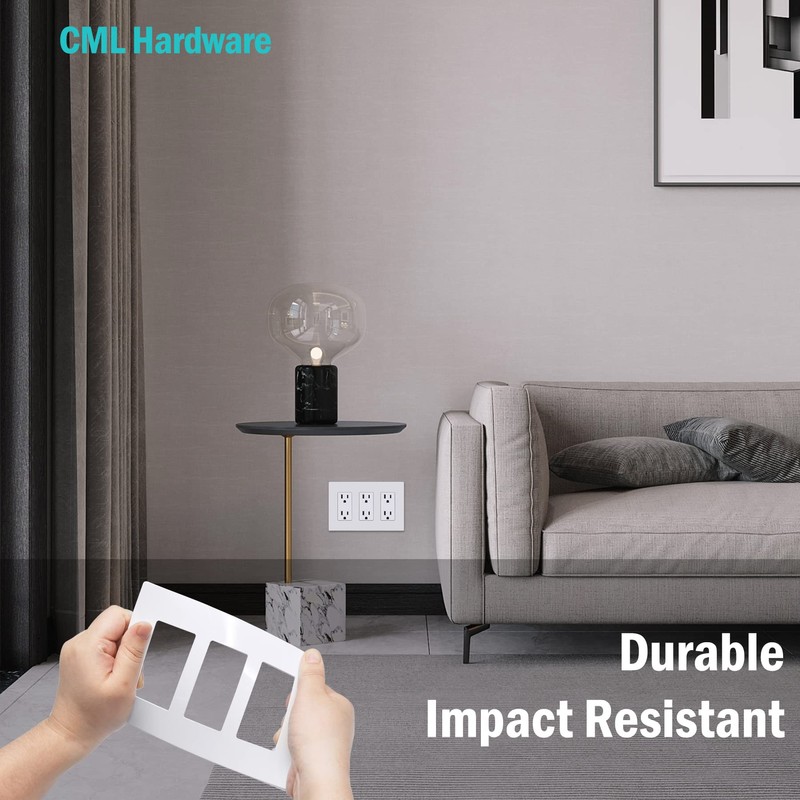 CML 3-Gang Screwless Decorator Wall Plate, 2 Pack Light Switch