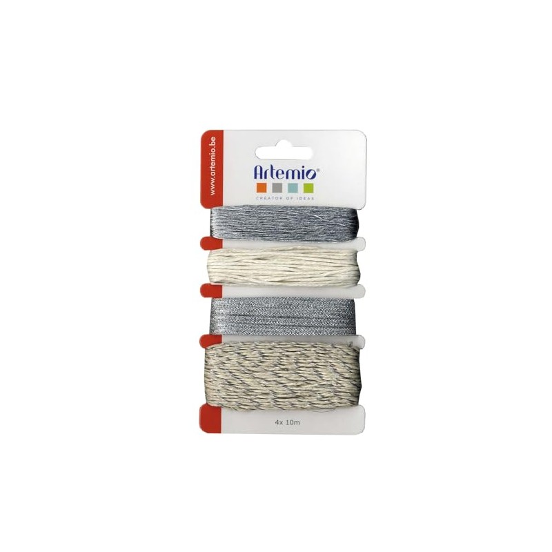 Artemio Set of 4 Decorative String, Synthetic, Silver, 10 x