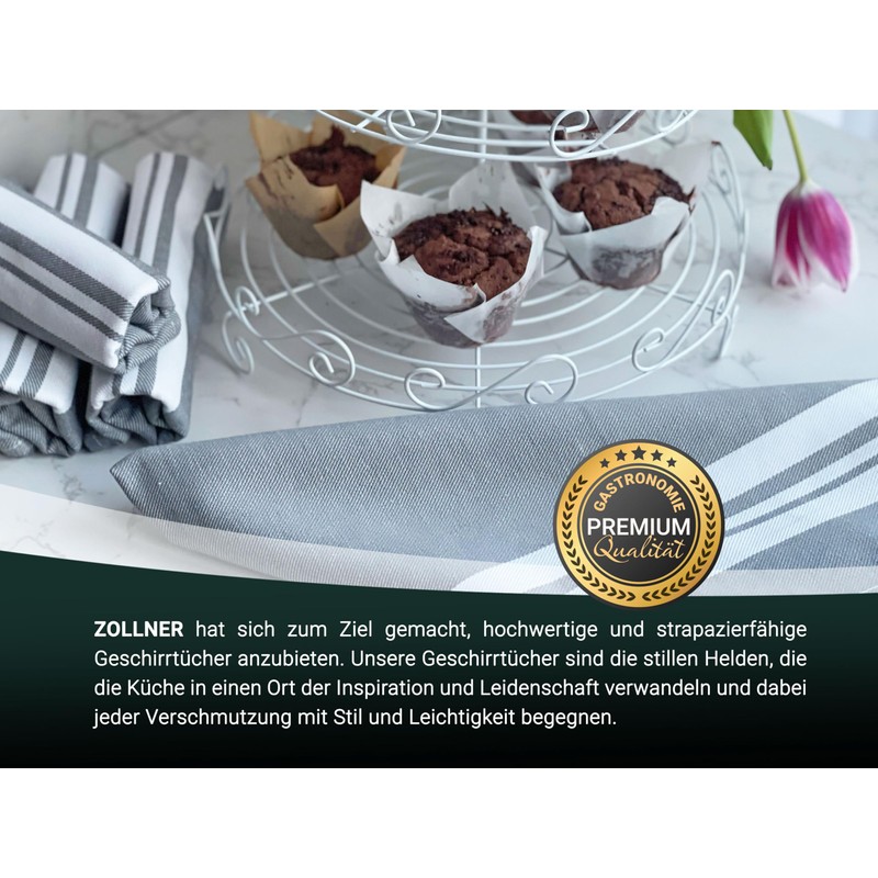 ZOLLNER Set of 5 Cotton Tea Towels in 50 x