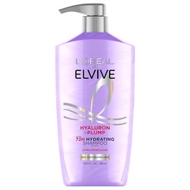 L'Oreal Paris Elvive Hyaluron Plump Champú hidratante para cabello deshidratado y seco infundido con complejo de cuidado de ácido hialurónico, sin par