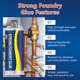 Strong Foundry Glue for Metal, High Temperature Resistant Casting Repair, Metal Repair Glue 85ml, Premium Liquid Welding Filler for Metals Defects and Repairs, Fast Curing Waterproof Liquid (2Pcs)