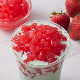 Premium HEART STRAWBERRY Coconut Jelly Dessert Topping by Buddha Bubbles Boba