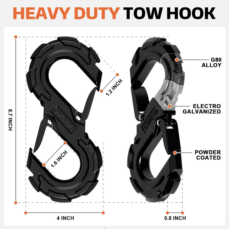 Tree Saver Strap with S-Shaped Hook Recovery Tow Strap Kit