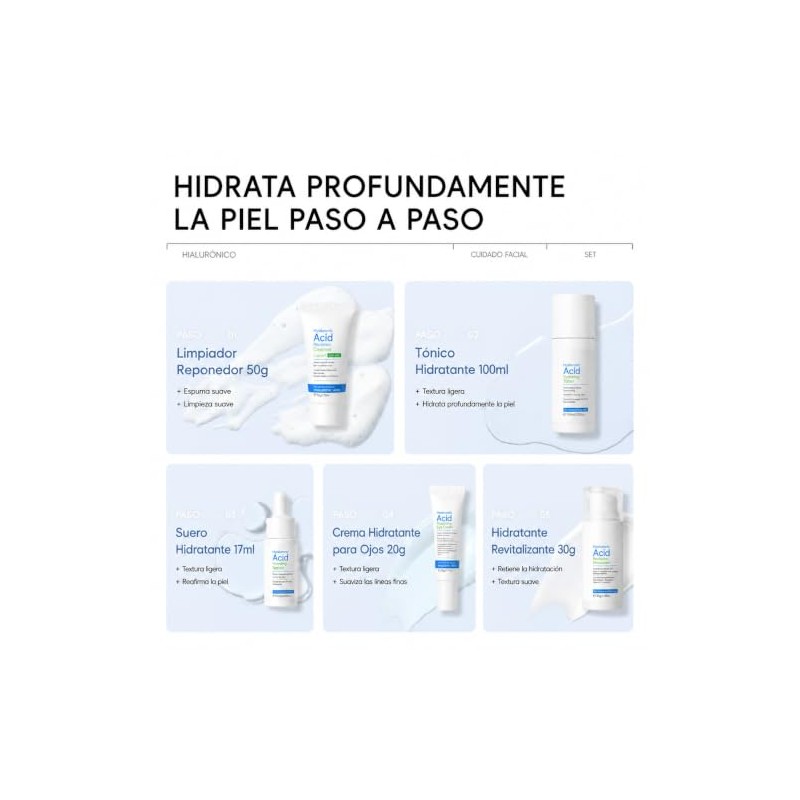 Kit Cuidado Facial Ácido Hialurónico Piezas Beaubase Hidratante Limpiador Suero