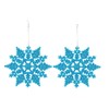 12pk Glitter Snowflake Hanging Decorations, Christmas Tree Snowflake Baubles/Ornaments (Turquoise)