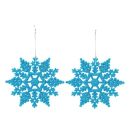 12pk Glitter Snowflake Hanging Decorations, Christmas Tree Snowflake Baubles/Ornaments (Turquoise)