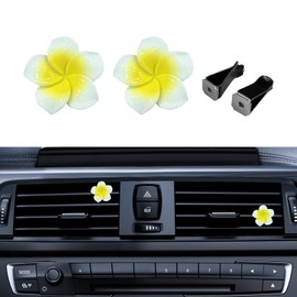 Lyxheth 2PCS Flower Car Air Vent Clips, Car Vent Accessories, Car Air Freshener Clip Charm, Cars Decorative Accessories Air Conditioning Outlet Clip Air Vent Clips for Girls Women (White, Style1)