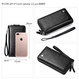 [Whatna] Tenzen Cowhide Leather 2-Way Mini Second Bag, Men's Bag, Long Wallet, Coin Purse, Bill Compartment, 12 Card Slots, 2 Room Dividers, Smaller, Clutch Bag, Handheld Bag, Pouch, Men's, Men's,