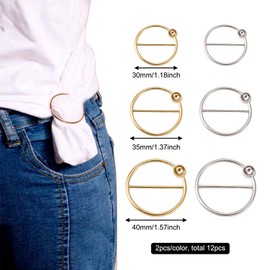 PandaHall Pack of 12 Silk Scarf Ring Clip T-Shirt Tie Clips Metal Round Circle Clips Platinum & Golden Waist Buckle for Clothing Neckerchief T-Shirt Scarf Platinum, platinum