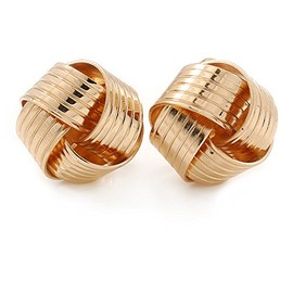 Gold Tone Textured Knot Clip On Earrings - 20mm D