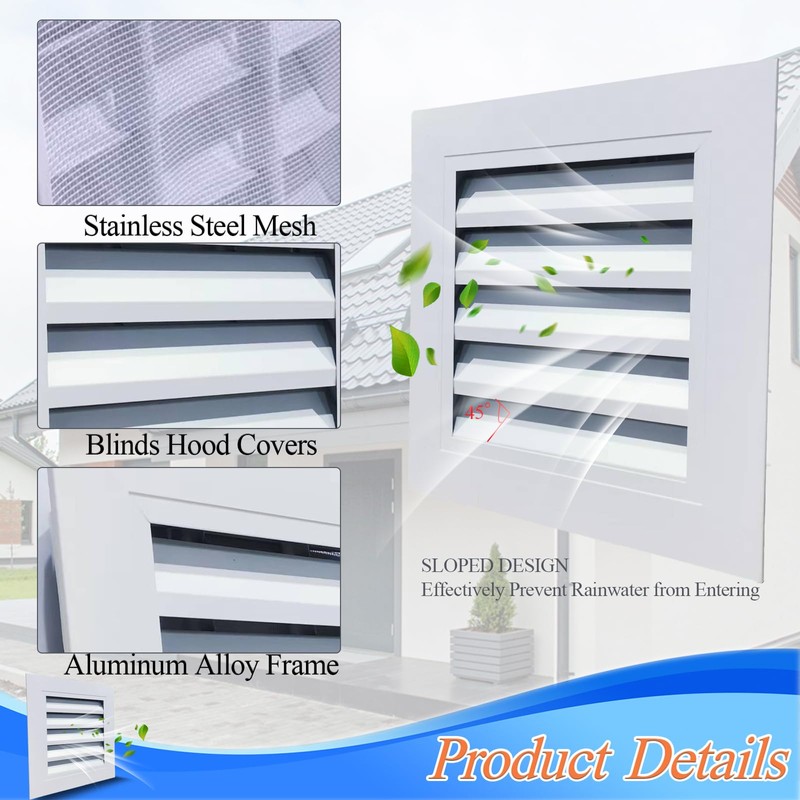 Gable Vent with Screen - 10" X 10" Aluminum Attic