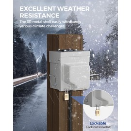 WILAWELS 50 Amp RV Power Outlet Box, 125/250V NEMA 14-50R RV Outlet Weatherproof, Outdoor RV Electrical Outlet with Receptacle Panel, Enclosed Lockable Power Box for RV Camper, ETL Listed H91OB06