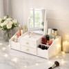Polpcygne Makeup Organizer with Square Mirror, Vanity Organizer with Drawers