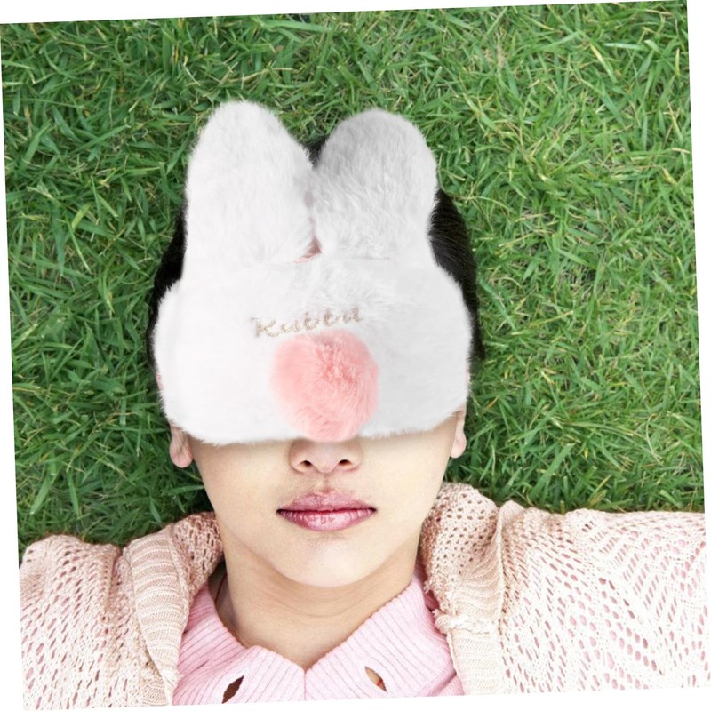 Outanaya 2pcs Plush Rabbit Ear Eye Mask for Travel Comfortable