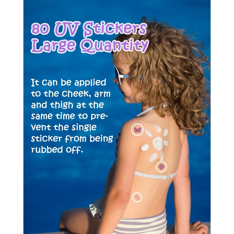 UV Detection Stickers for Sunscreen - 80 Count UV Detection