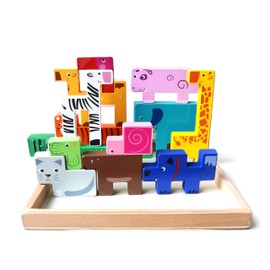 BEACENOV Montessori Wooden Animal Jigsaw Puzzle Toy for Toddler,Montessori Educational Toy for Baby Boy or Girl Gift,Cute Animal Block Puzzles for Kids,Wooden Jigsaw Puzzles for Toddler 2 3 4 Year Old