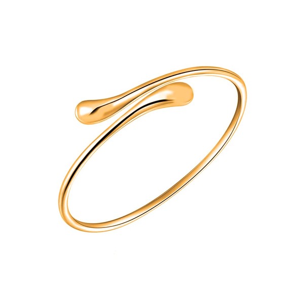 Savlano 14K Gold Plated Double Teardrop Open Cuff Bangle -7-8”