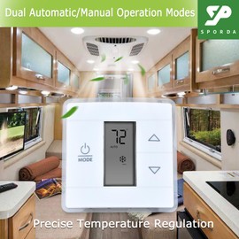 3316250.700 RV Single Zone Wall Thermostat,Compatible for RV/Camper Conditioners, 3 Input Areas, Digital Temperature Display, Cool Furnace Heat Strip