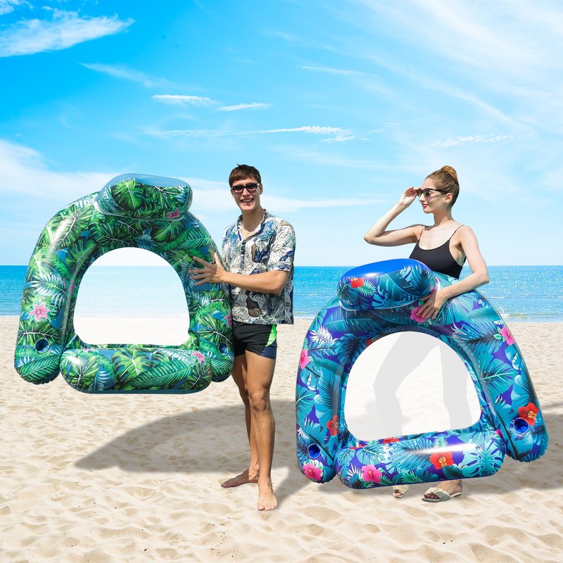 FindUWill 2 Pack Large Pool Chair Floats, Inflatable Pool Floats