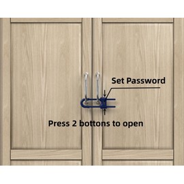 FIGEPO 6 Pack Child Proof U-Shaped Code Sliding Cabinet Door Locks Adjustable Baby Safety Plastic Cupboard Cabinet Latches Set for Knob Handle Drawers Closet Blue