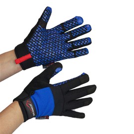 SAFE HANDLER Super Grip Gloves | Textured Grip Palm, Non-Slip Texture, Hook & Loop Wrist Strap, BLACK/BLUE, S/M