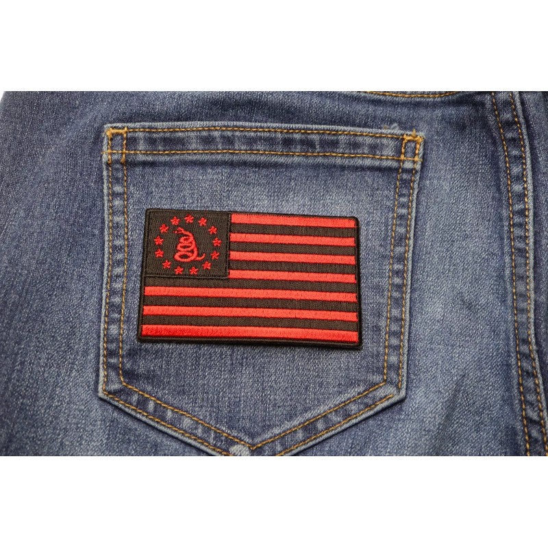 Ivamis Gadsden American Flag Red Black Patch- 3.5x2.2 inch -