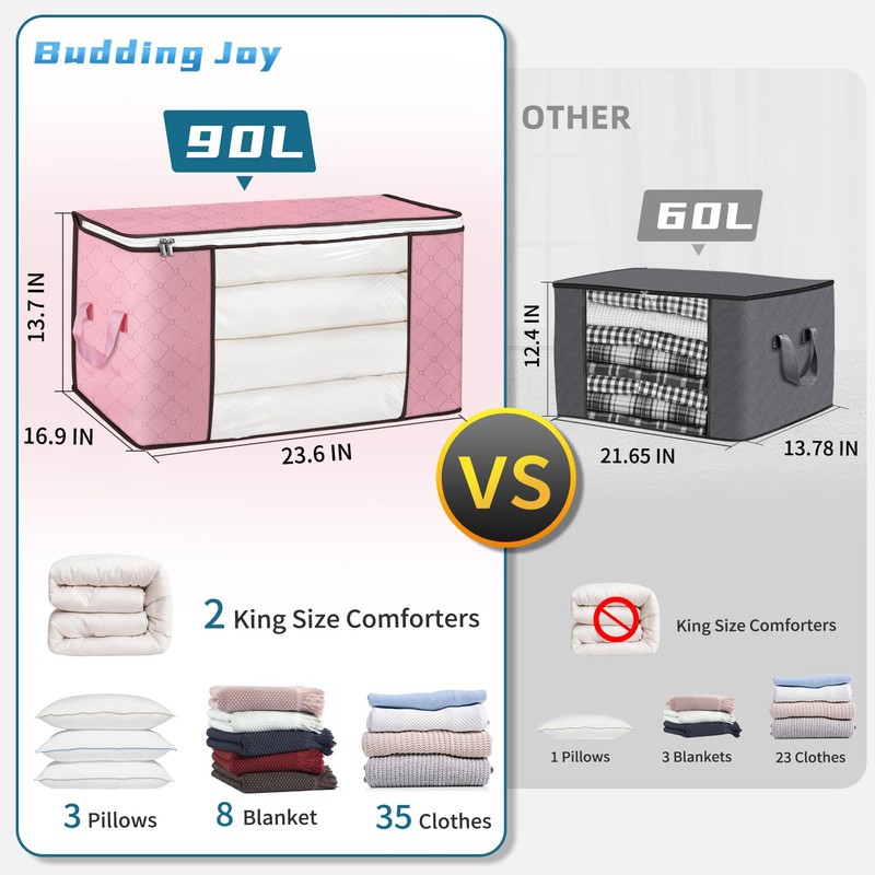 90 L Large Storage Bags, 8 Pack Clothes Storage Bins