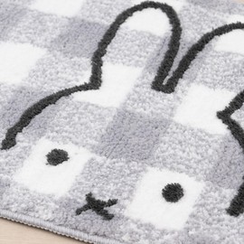Senko Miffy 66983 Checkline Toilet Mat, Approx. 22.8 x 23.6 inches (58 x 60 cm), Gray, Character Animal,