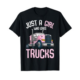 Just A Girl Who Loves Trucks Semi Truck Trucker Kids Girls T-Shirt