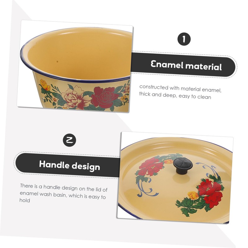 Zerodeko Retro Enamel Bowl Vintage Kitchen Basin Household Enamelware with