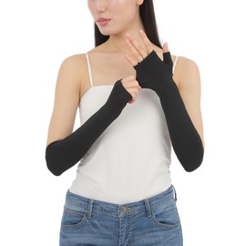 Liapom Women's Cooling Arm Cover, UV Treatment, Cooling Sensation, Water Absorbent, Quick Drying, UV Protection, Arm Sleeve, For Summer, Cooling, Cooling Material, Sun Protection, short black