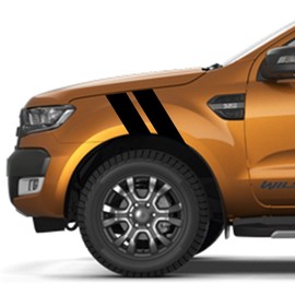 4" Fender Hash Mark Bars Pickup Truck Vinyl Racing Stripes Graphic Decals (Fits Ford RANGER & most trucks) Both Sides - Black