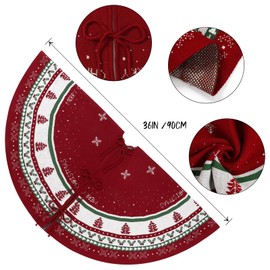 DEMIUKO Knitted Christmas Tree Skirt 36Inch Knit Xmas Tree Skirt Thick Rustic Christmas Tree Skirt with Snowflake Christmas Tree Mat for New Year Party Holiday Knitted Xmas Decoration (36inch/90cm)