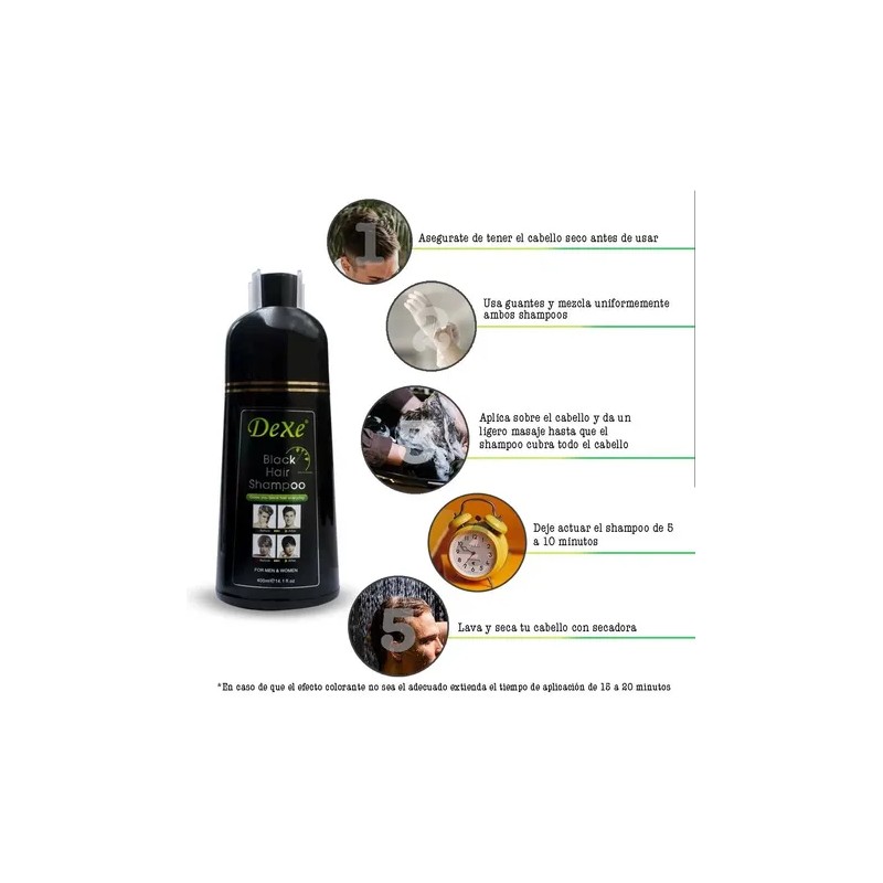 Shampoo Para Canas Con Tinte Para Cabello Color Negro 2