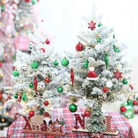 Sea Team Set of 44 small Christmas baubles with strings, size 30-60 mm / 1.18-2.36 inches, made of shatterproof plastic in ELF, ideal decoration for Christmas tree, wreath and garland.