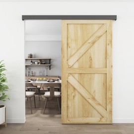 JUBEST 8FT Barn Door Sliding Hardware Track Kit, Aluminium Alloy Box Rail Hardware for Classic Modern Interior Single Wooden Door,Low Clearance,Black