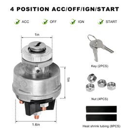 NYTKL Ignition Switch with Key, 4-Position Ignition Starter Switch Lock Acc/Off/IGN/Start, Automotive Starter Switches Replacement Universal for Car Truck Tractor Trailer Forklift