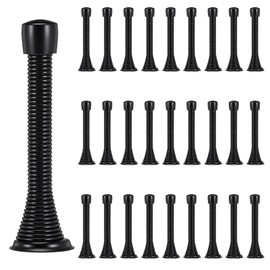 36 Pieces Spring Door Stopper with Rubber Bumper 3.35 Inch Black Door Stoppers Heavy Duty Wall Spring Doors Stop for Home Offices Schools