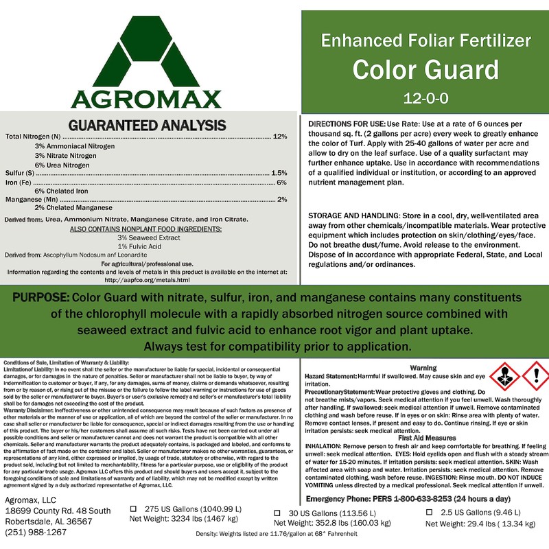 12 0 0 Color Guard (2.5 Gallons) by AGROMAX -