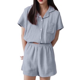 Women's Summer Pajama Set, Short Sleeve Comfortable Sleepwear Lightweight Nightwear Soft Outfit Breathable Relaxing Homewear, Satin Pyjamas For Women, Pj Shorts Set, Comfort Lounge Wear