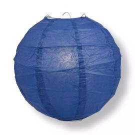 Quasimoon 8" Navy Blue Round Paper Lantern, Crisscross Ribbing, Hanging Decor...