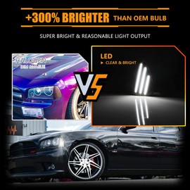 OFFKAT Front Fender LED Side Marker Lights for 2006-2010 Dodge Charger Daytona R/T SE SRT8 SXT, Smoked Lens Side Bumper Marker Lamps, [Ultra-Bright] White LED Side Markers Turn Signal Lights, 2 PCS