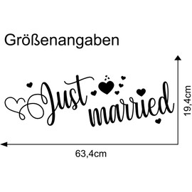 Just Married Wedding Car Sticker Film Wall Sticker Decoration (Silver, KX057 Just Married 3)