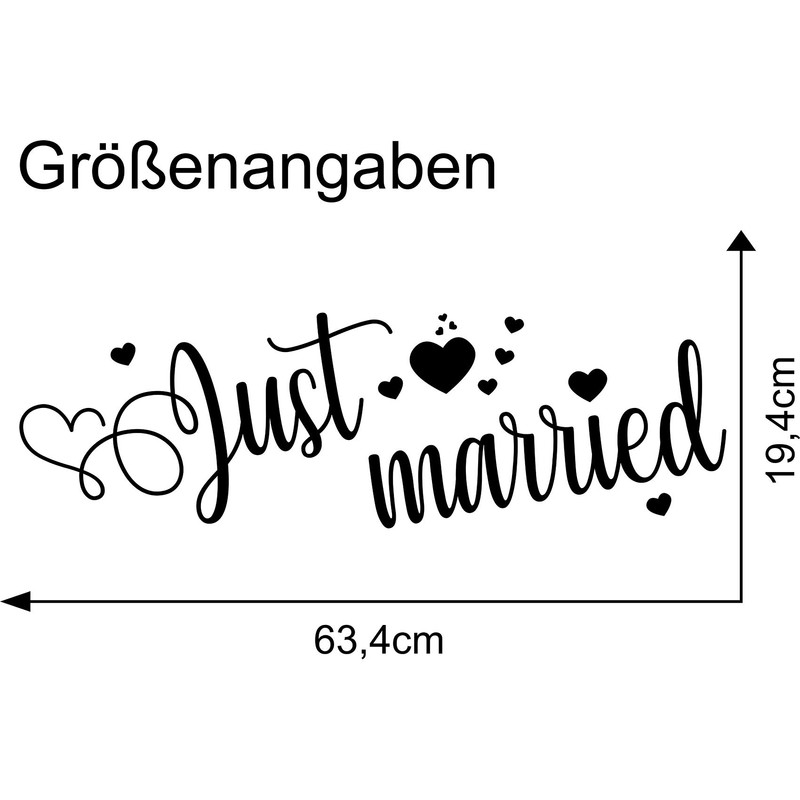 Just Married Wedding Car Sticker Film Wall Sticker Decoration (Silver,