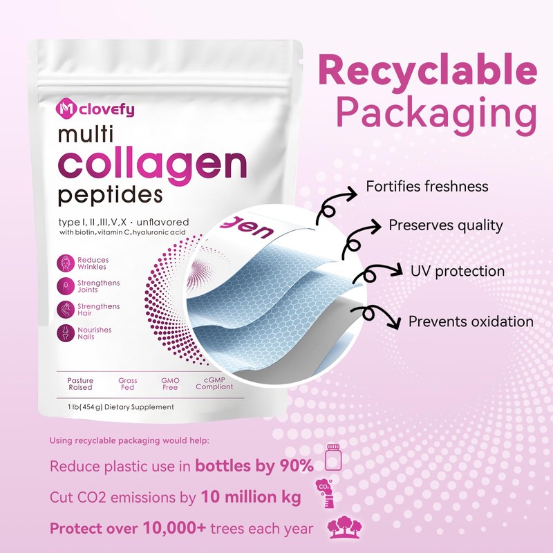 Mclovefy Multi Collagen Peptides Powder, 16 Oz (41 Servings) -
