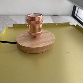 WOPARU Wood Table Lamp Base,Small Oak Wood Dimmable Desktop Light Sockets Base,Vintage E26/E27 Edison Screw Light Bulb Holder Base ，5.57ft Cord on/Off Switch with US Plug (Rose Gold)