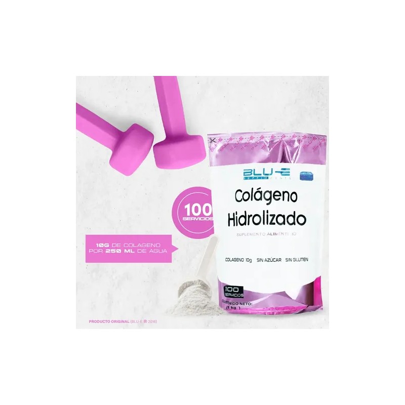 Colágeno Hidrolizado Blu-e 1kg 100 Servicios Bolsa 100 Servs