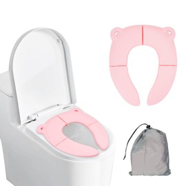 DIFEIUKI Children's Folding Toilet Seat, Cute, Bear-shaped, Children's Toilet Seat, Non-slip, Washable, Potty, Toilet Assistant, Toilet Training, Compact, Travel, Outings, Outings, Convenient to Carry