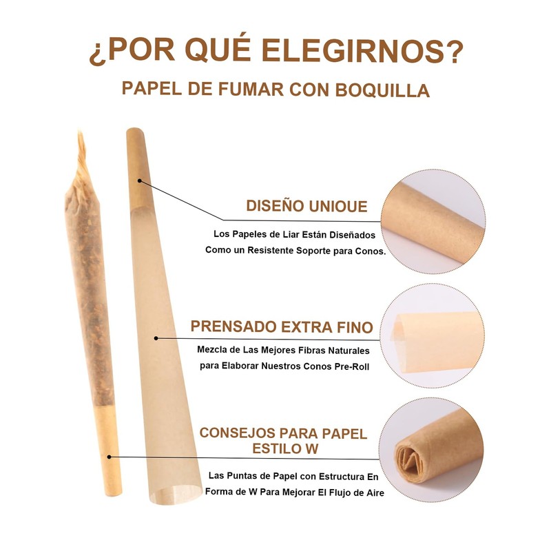 GLINTYU Conos Pre Rolados 200 Unidades, Brown | 108 mm