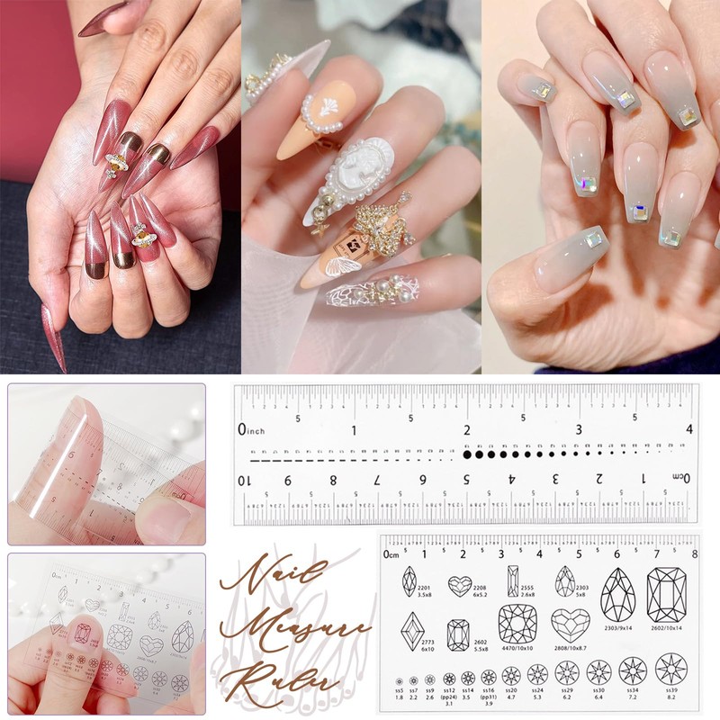 4Pcs Nail Measurement Ruler Fake Nails Measuring Ruler Nail Measure